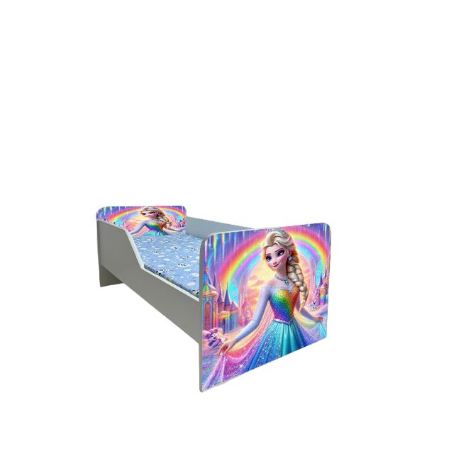Pat Copii Frozen Rainbow Model Sleepy 2-6 ani Cu Saltea SafeNest 130x60 Cm  Ptv6539