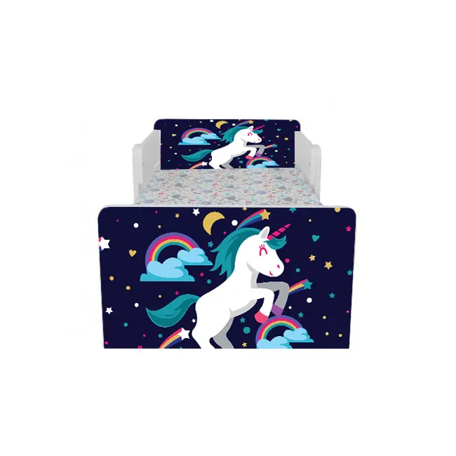 Pat Copii Little Poney Cu Paravane Dubla Protectie si Cu Saltea SafeNest 140x70 Cm  Ptv7091