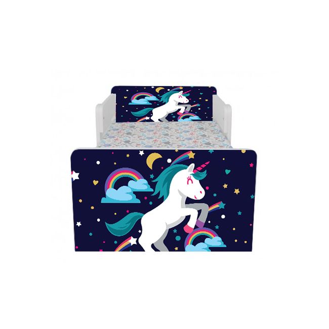 Pat Copii Little Poney Cu Paravane Dubla Protectie si Cu Saltea SafeNest 160x80 Cm  Ptv7094