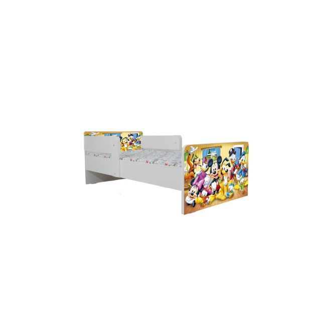 Pat Copii 2-12 ani Mickey Si Prietenii 2 Cu Paravane Dubla Protectie Cu Saltea Inclusa 160x80 Cm  Ptv7146