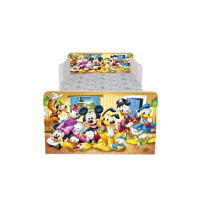 Pat Copii 2-12 ani Mickey Si Prietenii 2 Cu Paravane Dubla Protectie Cu Saltea SafeNest 160x80 Cm  Ptv7146