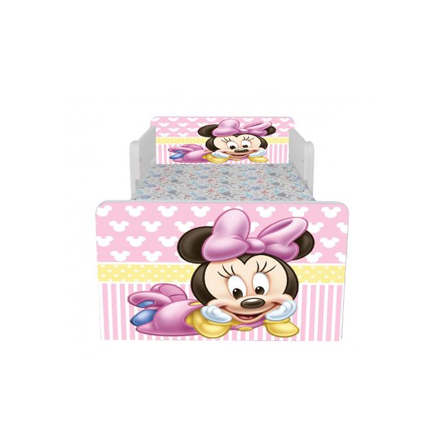 Pat Pentru Fete Cu Imprimeu Inspirat Din Personajul Minnie 2, Cu Dubla Protectie/ Paravane, Cu Saltea Inclusa De 160x80 Cm Ptv7163