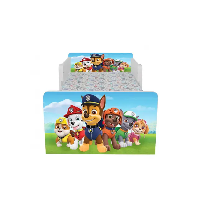 Pat Copii Paw Patrol 2-16 ani Cu Paravane Dubla Protectie si Cu Saltea SafeNest 180x80 Cm Ptv6771