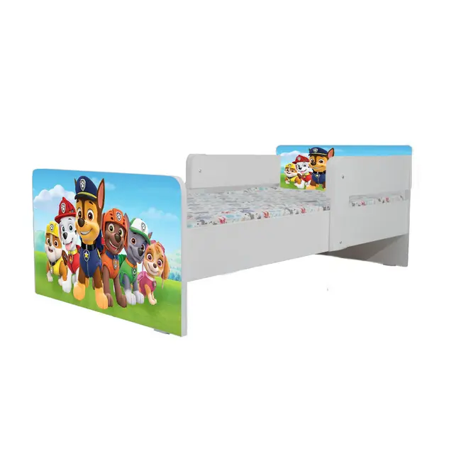 Pat Copii Paw Patrol 2-16 ani Cu Paravane Dubla Protectie si Cu Saltea SafeNest 180x80 Cm Ptv6771