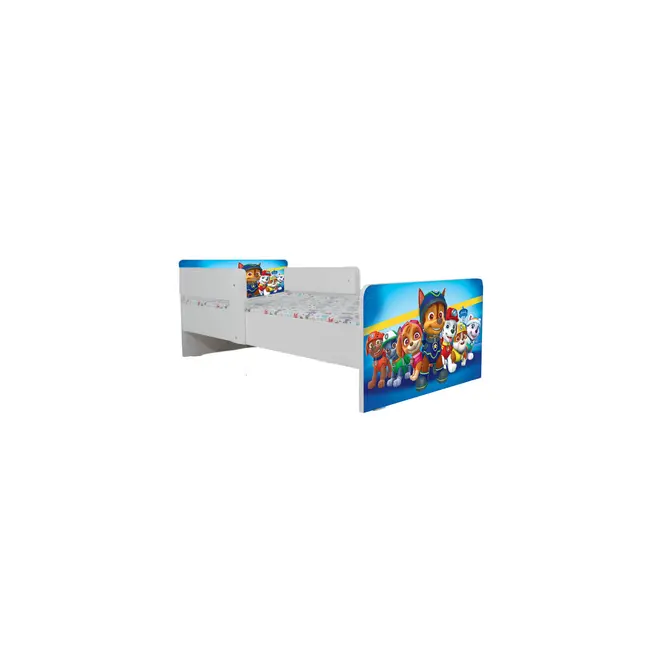 Pat Copii Paw Patrol Blue Cu Paravane Dubla Protectie si Cu Saltea SafeNest 160x80 Cm  Ptv7180