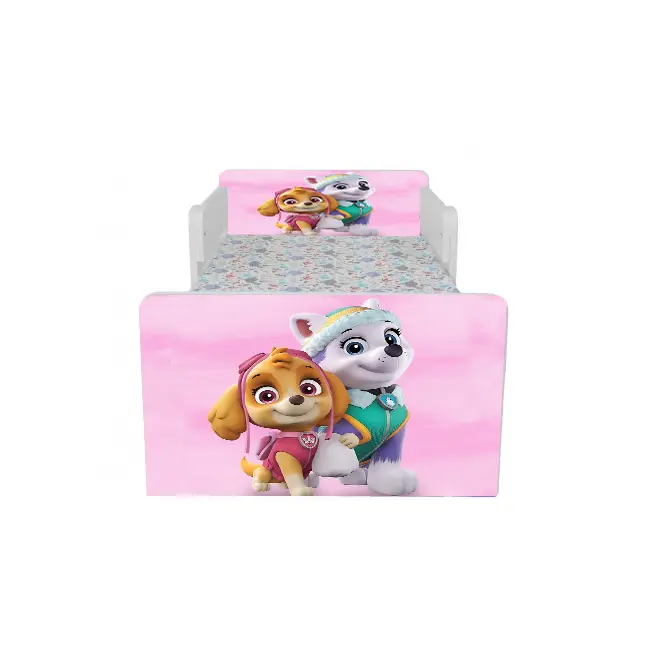 Pat Copii Paw Patrol Pink 2-16 ani Cu Paravane Dubla Protectie si Cu Saltea SafeNest 180x80 Cm  Ptv7199