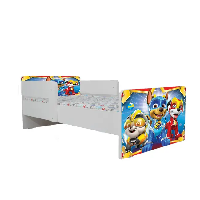 Pat Copii Paw Patrol Space Cu Paravane Dubla Protectie si Cu Saltea SafeNest 130x60 Cm  Ptv6705