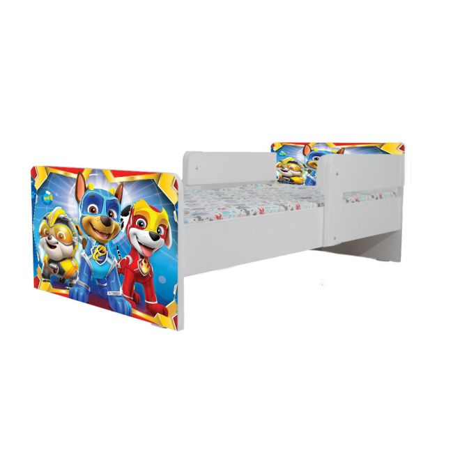 Pat Copii Paw Patrol Space Cu Paravane Dubla Protectie si Cu Saltea Inclusa 130x60 Cm  Ptv6705