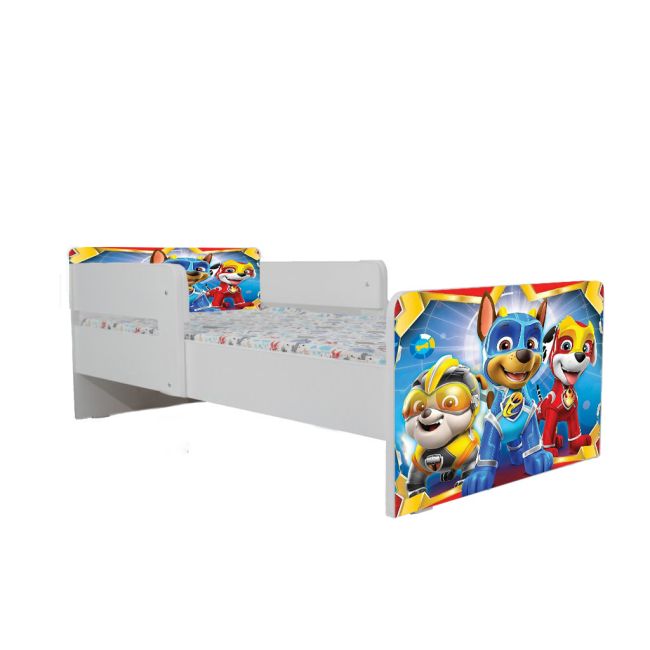 Pat Copii Paw Patrol Space Cu Paravane Dubla Protectie si Cu Saltea SafeNest 140x70 Cm Ptv6710