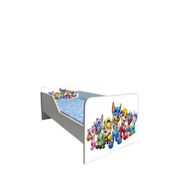 Pat Copii Paw Patrol White Model Sleepy 2-12 ani Cu Saltea SafeNest 160x80 Cm  Ptv6654