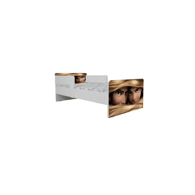 Pat Copii Rapunzel Cu Paravane Dubla Protectie si Cu Saltea SafeNest 140x70 Cm  Ptv7229
