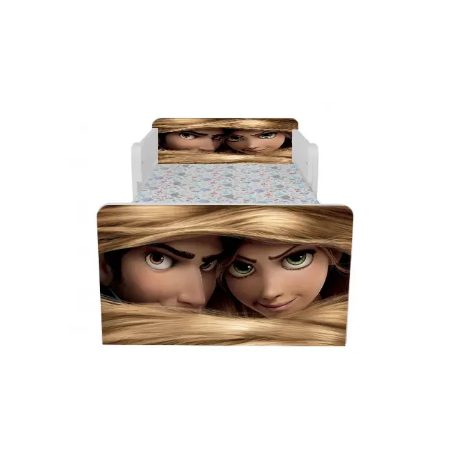 Pat Copii Rapunzel Cu Paravane Dubla Protectie si Cu Saltea SafeNest 140x70 Cm  Ptv7229