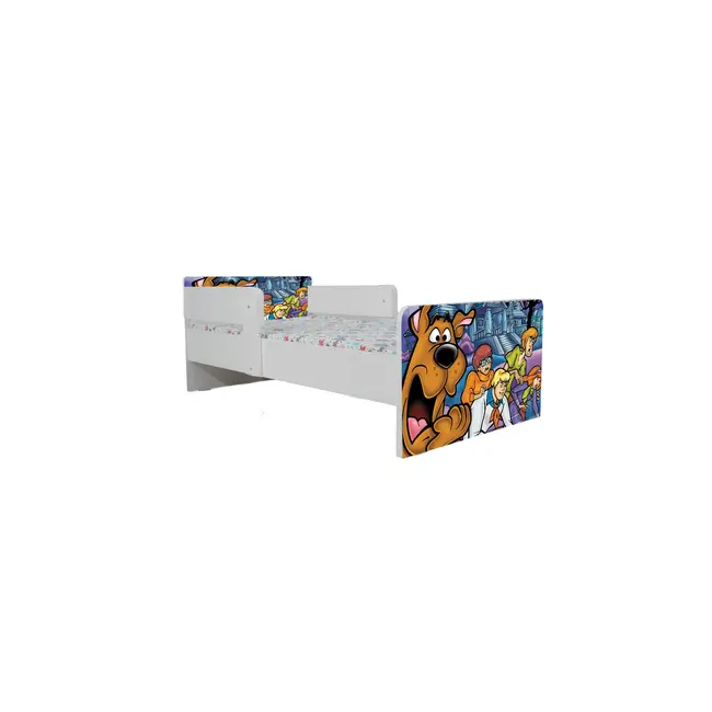 Pat Copii Scooby-doo Cu Paravane Dubla Protectie si Cu Saltea SafeNest 160x80 Cm  Ptv7251