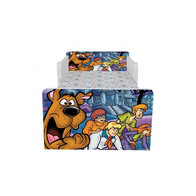 Pat Copii Scooby-doo Cu Paravane Dubla Protectie si Cu Saltea SafeNest 160x80 Cm  Ptv7251