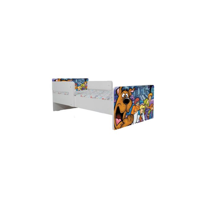 Pat Copii Scooby-Doo 2-16 ani Cu Paravane Dubla Protectie si Cu Saltea SafeNest 180x80 Cm Ptv7254