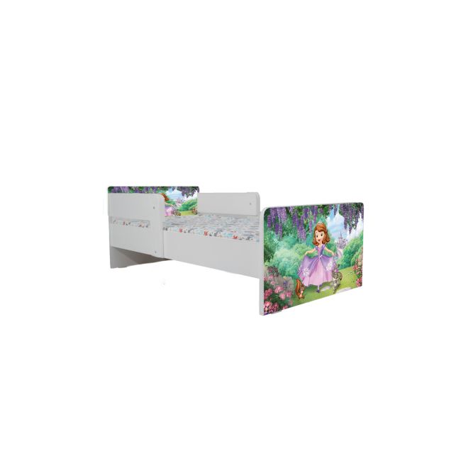 Pat Copii 2-16 ani Sofia Cu Dubla Cu Paravane Dubla Protectie si Cu Saltea Inclusa 180x80 Cm Ptv6790