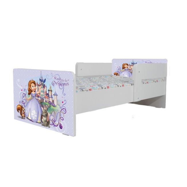 Pat Copii Sofia 1 Cu Paravane Dubla Protectie si Cu Saltea SafeNest 140x70 Cm  Ptv7265