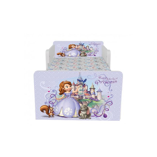 Pat Copii Sofia 1 Cu Paravane Dubla Protectie si Cu Saltea SafeNest 160x80 Cm  Ptv7268