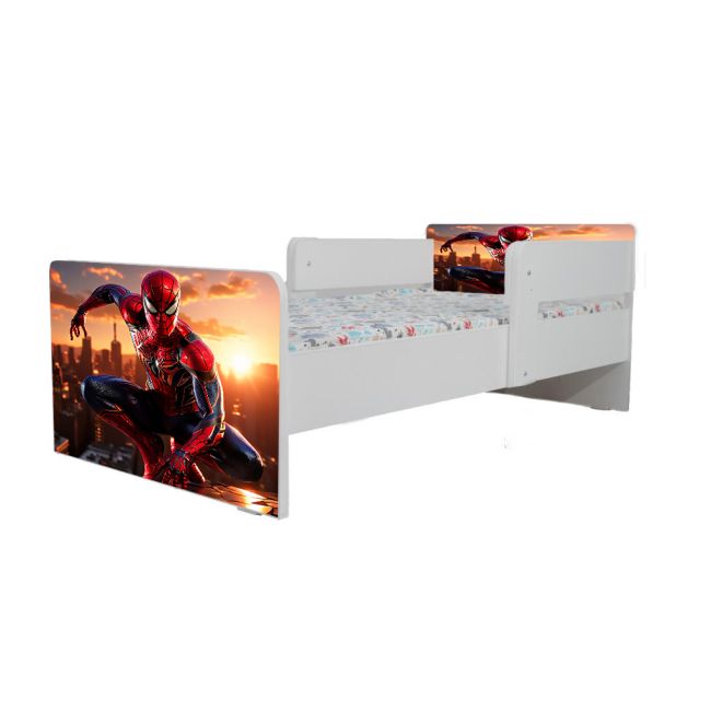 Pat Baieti 2-12 Ani Cu Spiderman, Cu Dubla Protectie, Cu Saltea Inclusa 160x80 Cm Ptv6696