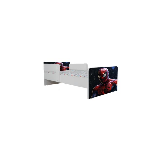 Pat Cu Spiderman 2 De Baieti 2-8 Ani, Cu Protectie Dubla, Cu Saltea SafeNest 140x70 Cm Ptv7298