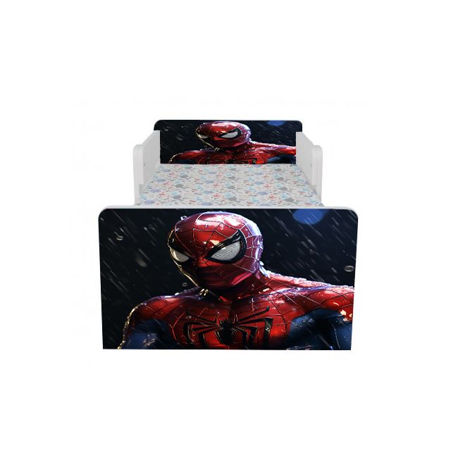 Pat Cu Spiderman 2 De Baieti 2-8 Ani, Cu Protectie Dubla, Cu Saltea Inclusa 140x70 Cm Ptv7298