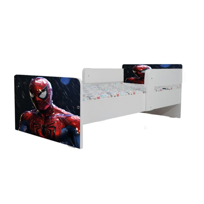 Pat Cu Spiderman 2 De Baieti 2-8 Ani, Cu Protectie Dubla, Cu Saltea SafeNest 140x70 Cm Ptv7298