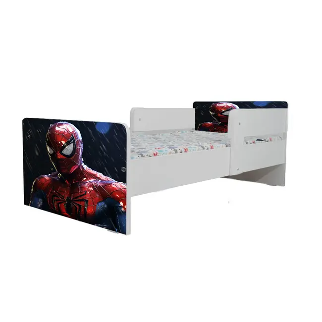 Pat Cu Spiderman 2 De Baieti 2-8 Ani, Cu Protectie Dubla, Cu Saltea SafeNest 140x70 Cm Ptv7298