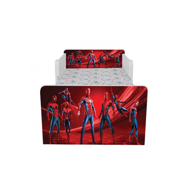 Pat Cu Spiderman 3 De Baietei 2-6 Ani, Cu Dubla Protectie + Saltea 130x60 Cm Ptv7307