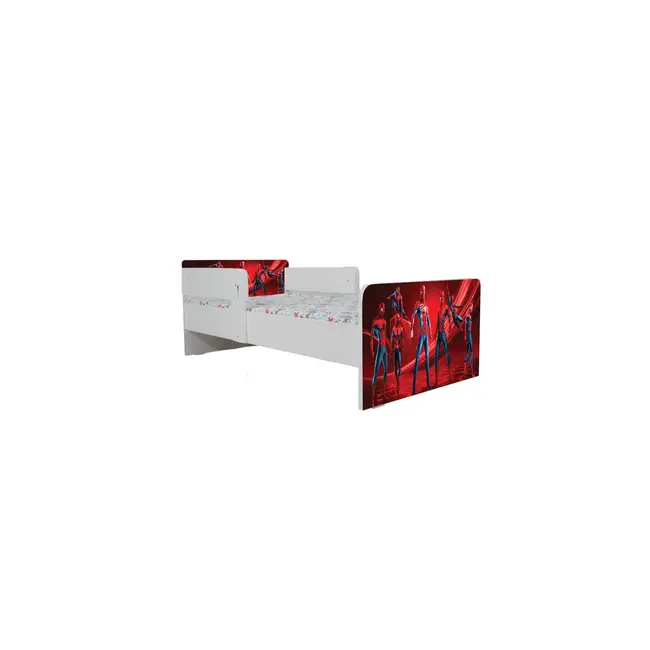 Pat Cu Spiderman 3 Pentru Baieti 2-8 Ani, Cu Protectie Dubla, Cu Saltea SafeNest 140x70 Cm Ptv7314