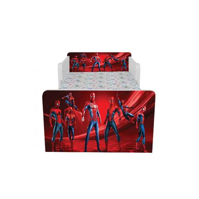 Pat Cu Spiderman 3 Pentru Baieti 2-8 Ani, Cu Protectie Dubla, Cu Saltea SafeNest 140x70 Cm Ptv7314