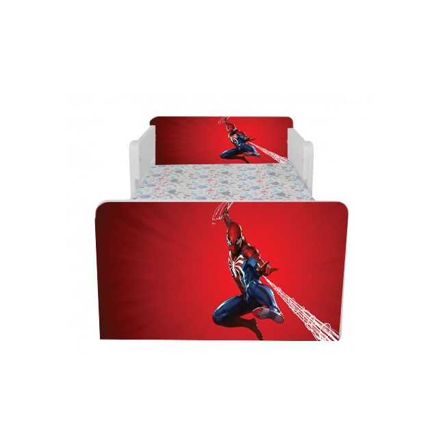 Pat Baieti 2-12 Ani Imprimat Cu Spiderman 4 , Cu Dubla Protectie, Saltea 160x80 Cm Inclusa Ptv7335