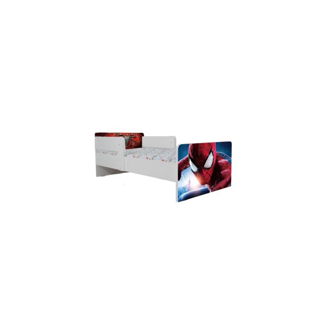 Pat Baietei 2-6 Ani Cu Spiderman 5 Cu Dubla Protectie + Saltea SafeNest 130x60 Cm Ptv7342