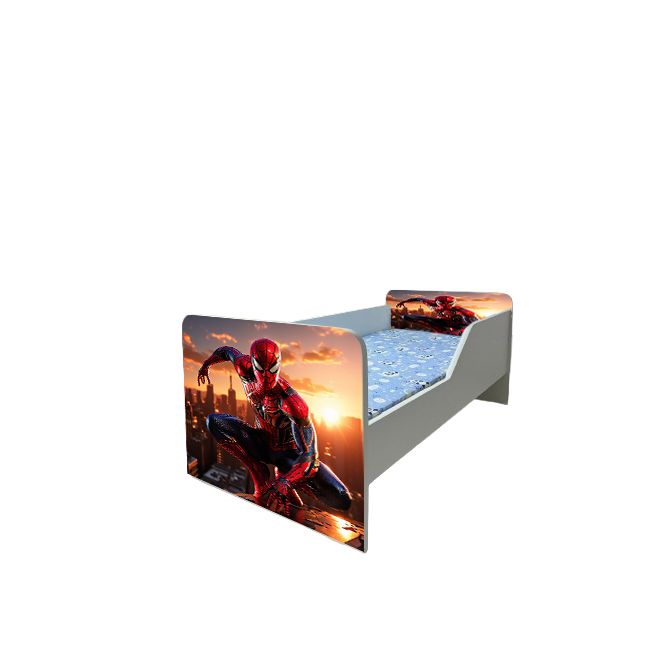 Pat De Baieti 2-16 Ani Cu Spiderman 7 Model Sleepy, Cu Saltea SafeNest 180x80 Cm Ptv6501