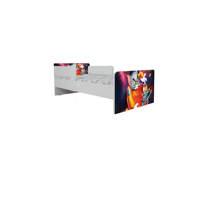 Pat Copii Tom&Jerry 2-16 ani Cu Paravane Dubla Protectie si Cu Saltea SafeNest 180x80 Cm  Ptv7376