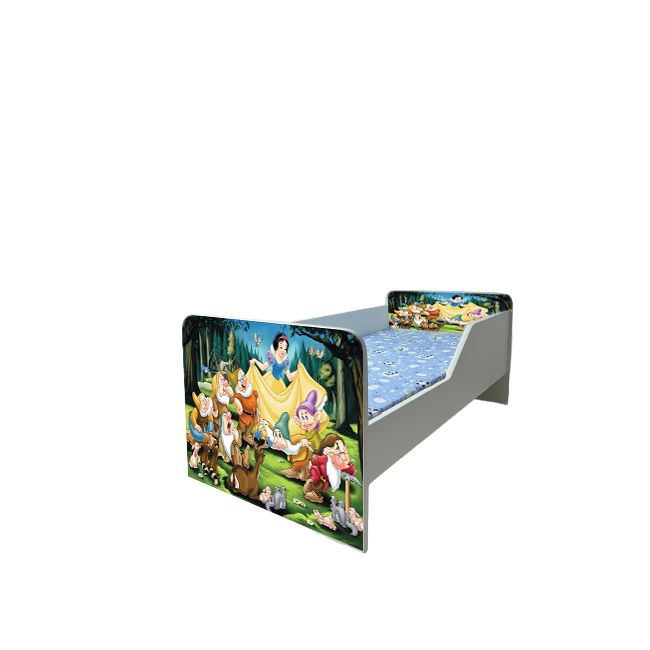 Pat Copii Alba Ca Zapada Model Sleepy 2-8 ani Cu Saltea Inclusa 140x70 Cm Ptv5725