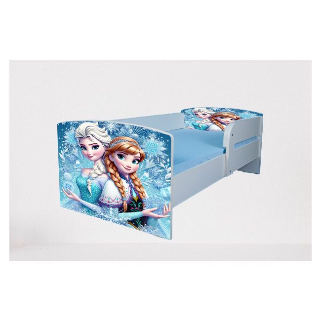 Patut Pentru Fetite 2-6 Ani Ana Si Elsa, Cu Protectie Si Saltea SafeNest de 130x60 Cm Ptv4915