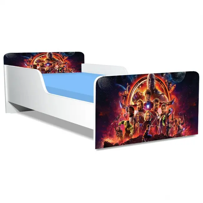 Pat Copii Avengers Model Creativ 2-8 ani Cu Saltea SafeNest 140x70 Cm  Ptv5008