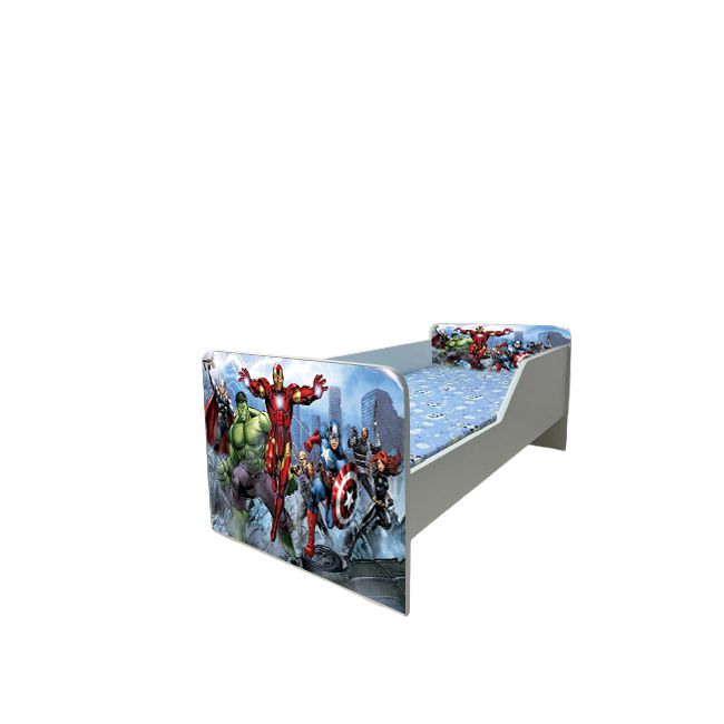 Pat Copii Avengers Model Sleepy 2-8 ani Cu Saltea SafeNest 140x70 Cm  Ptv5839