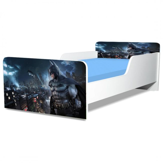 Pat Copii Batman Model Creativ 2-16 ani Cu Saltea SafeNest 180x80 Cm  Ptv5045