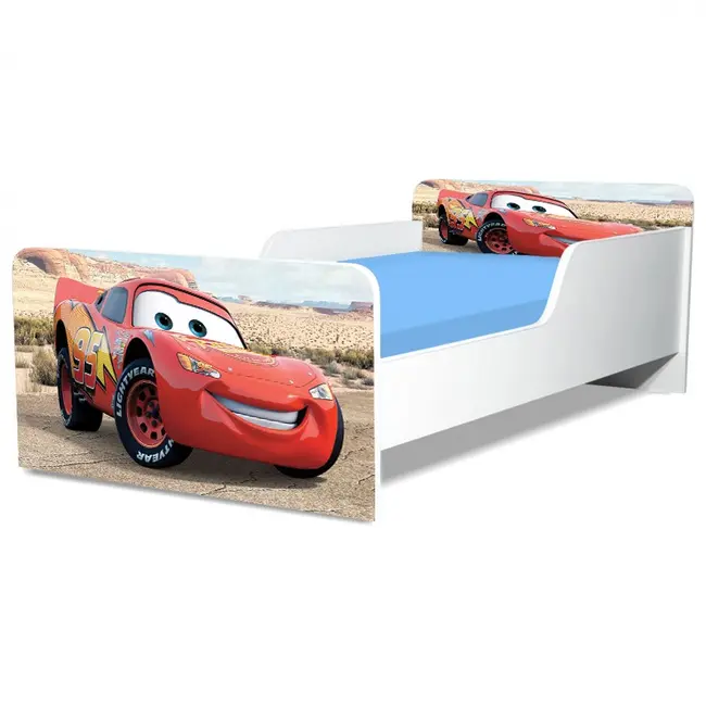 Pat Copii Cars 1 Model Creativ 2-6 ani Cu Saltea SafeNest 130x60 Cm  Ptv4574