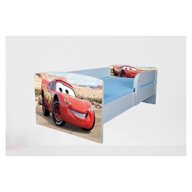 Patut pentru baieti 2-6 ani Cars 2, Cu Protectie si saltea de 130x60 Cm Ptv4633