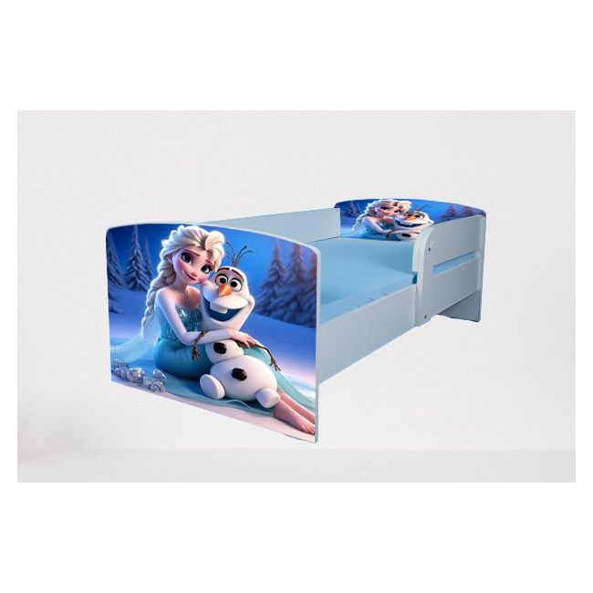 Pat Pentru Fete 2-16 Ani Elsa Si Olaf, Cu Protectie Si Saltea SafeNest de 180x80 Cm Ptv4912