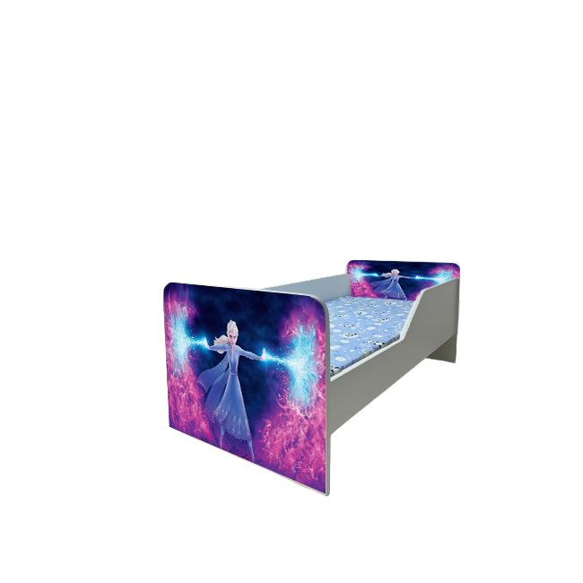 Patut Pentru Fetite 2-6 Ani Frozen, Model Sleepy, Cu Saltea SafeNest de 130x60 Cm Ptv5681