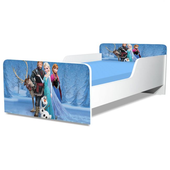 Patut Pentru Fetite 2-6 Ani Frozen 1, Model Creativ, Cu Saltea SafeNest 130x60 Cm Inclusa Ptv5159