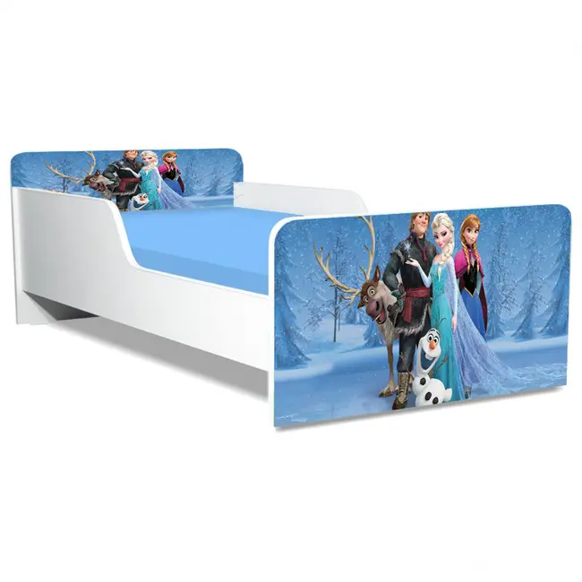 Pat Pentru Fete 2-12 Ani Frozen 1, Model Creativ, Cu Saltea SafeNest de 160x80 Cm Ptv5174