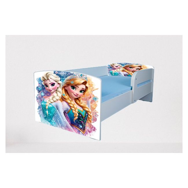 Patut Pentru Fete 2-8 Ani Frozen Ana Si Elsa, Cu Protectie Si Saltea SafeNest de 140x70 Cm Ptv4935