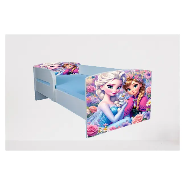 Pat Fete 2-16 Ani Frozen Flowers, Cu Protectie Si Saltea SafeNest de 180x80 Cm Inclusa Ptv4956