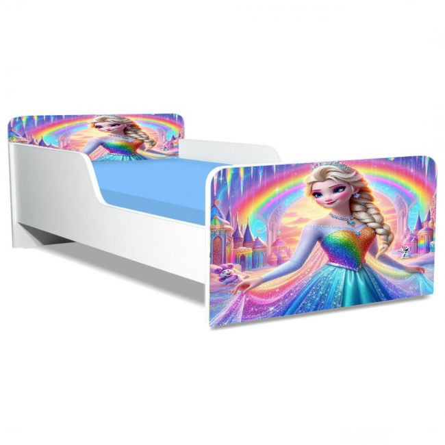 Pat Copii Frozen Rainbow Model Creativ 2-16 ani Cu Saltea Inclusa 180x80 Cm  Ptv5206