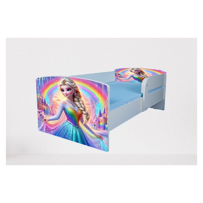Patut Pentru Fete 2-8 Ani Frozen Rainbow, Cu Protectie Si Saltea SafeNest 140x70 Cm Inclusa Ptv4964