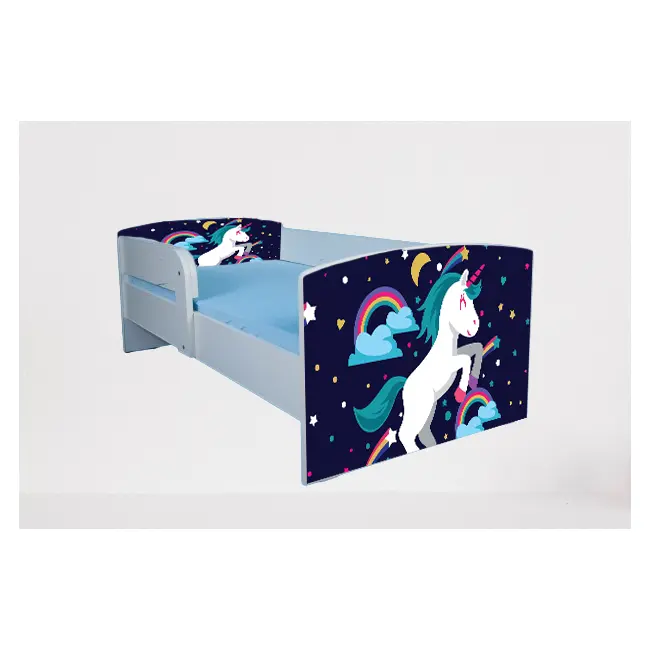 Pat fete 2-12 ani Little Poney, Cu Protectie si saltea inclusa de 160x80 Cm Ptv4735